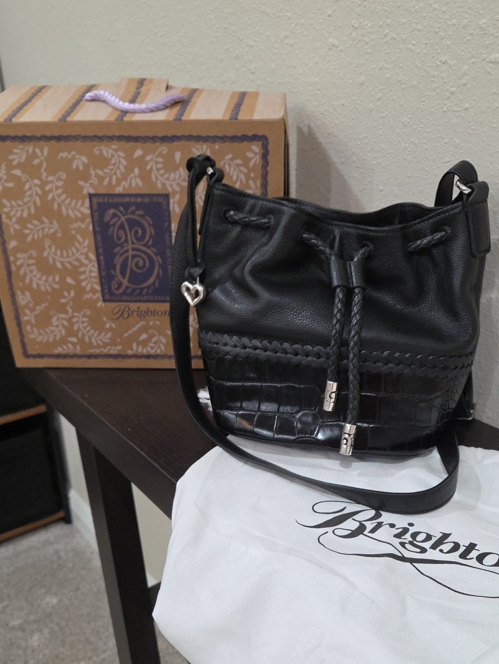 Brighton Black Contempo Collection Tessa Bucket Bag W/ Box And Dust Bag